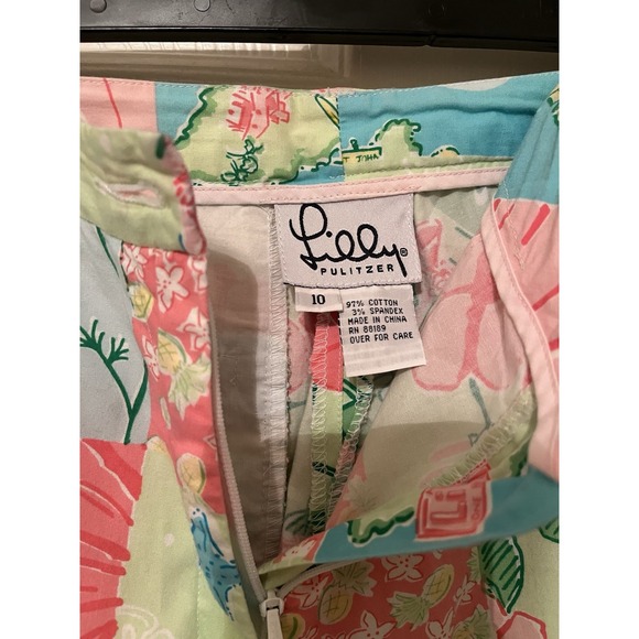 Lilly Pulitzer Patchwork Capri Pants Womens 10 Multicolor Floral Resort EUC - Picture 3 of 4